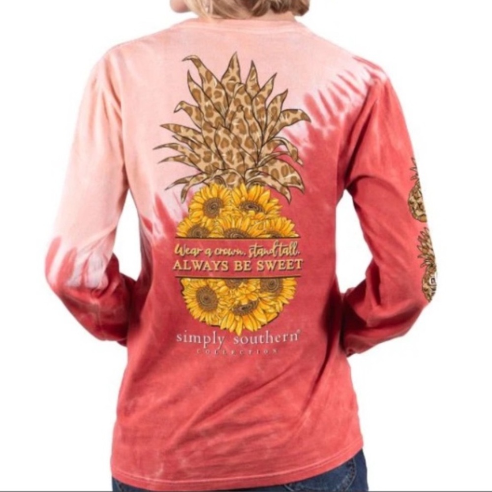 Simply Southern pineapple red pink always be sweet Long Sleeve Tee shirt S